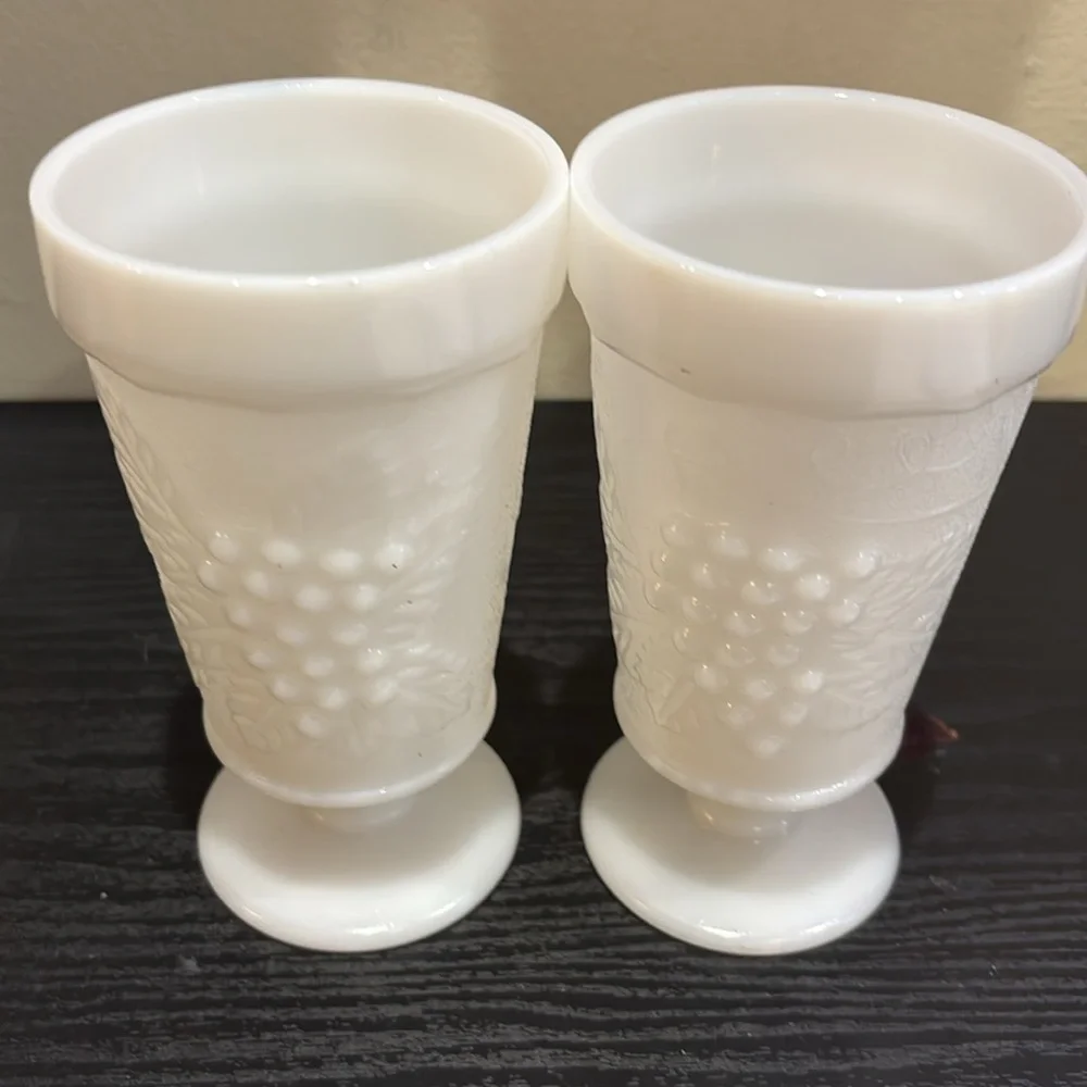 Vintage Anchor Hocking White Milk Glass Goblets